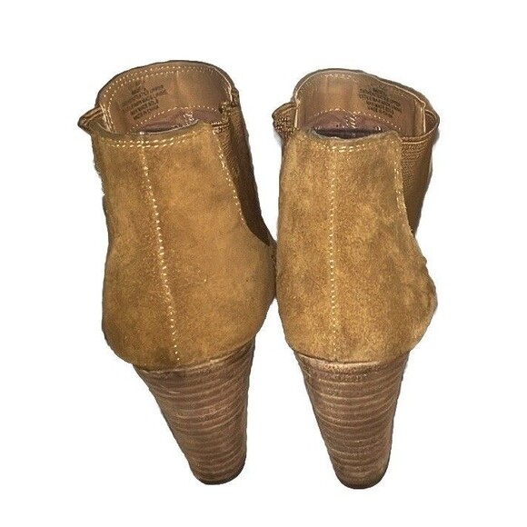 LUCKY BRAND Yamka Leather Suede Wedge Bootie Camel Tan BOOTS Sz 8 Woman’s - Picture 3 of 10